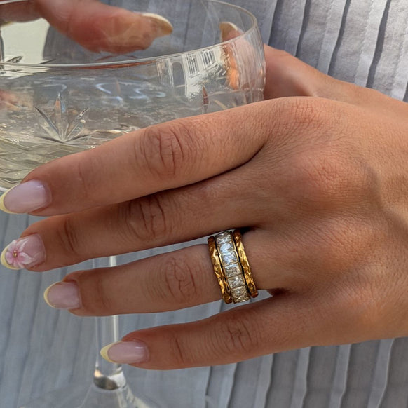 Scoria & Eternity Ringe 18K Guldbelagt Sæt
