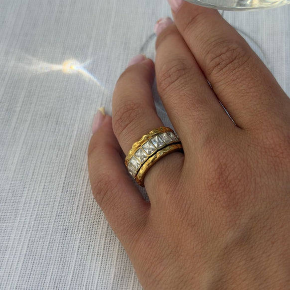 Scoria & Eternity Ringe 18K Guldbelagt Sæt