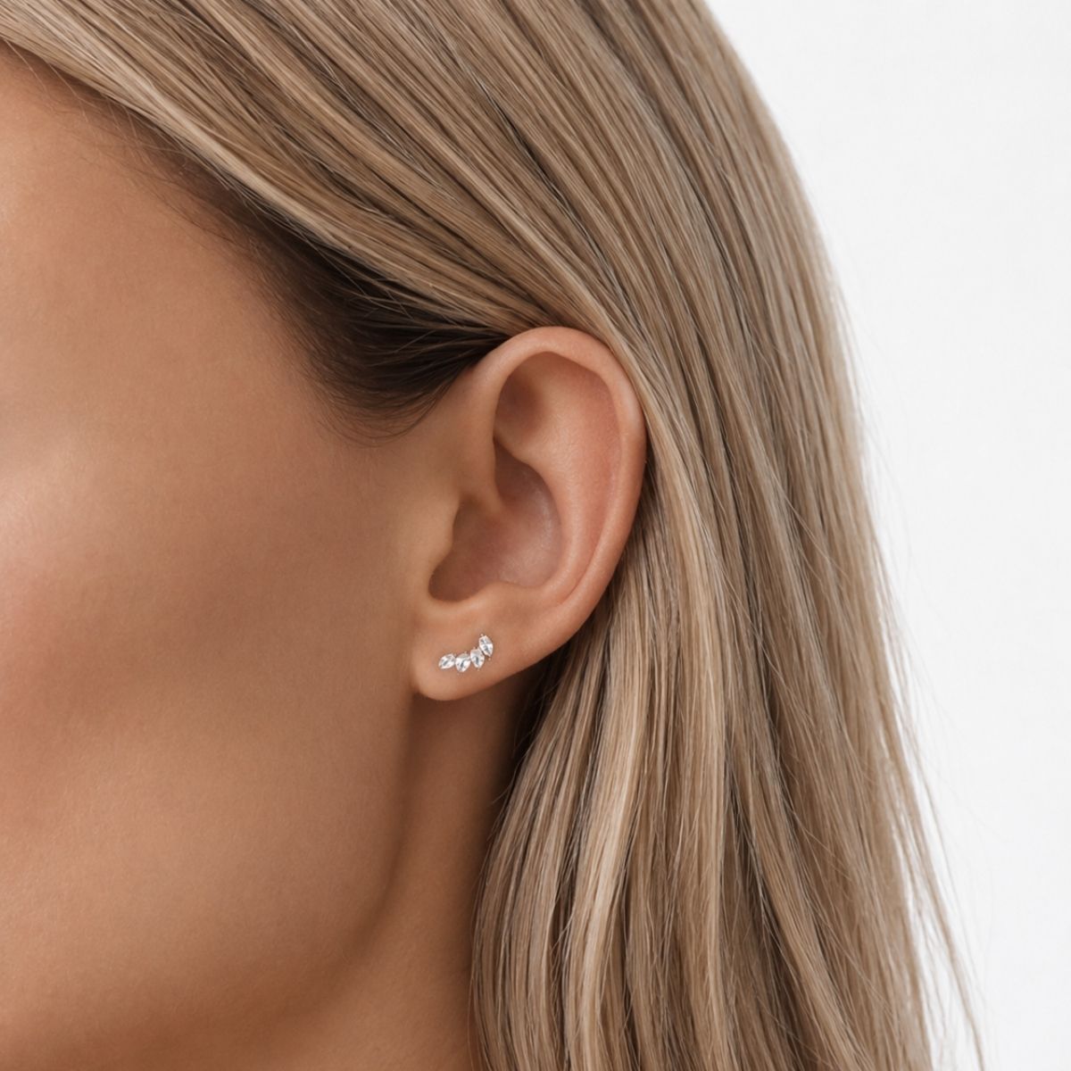 Wing Krystal Stud Øreringe Sølvfarvet