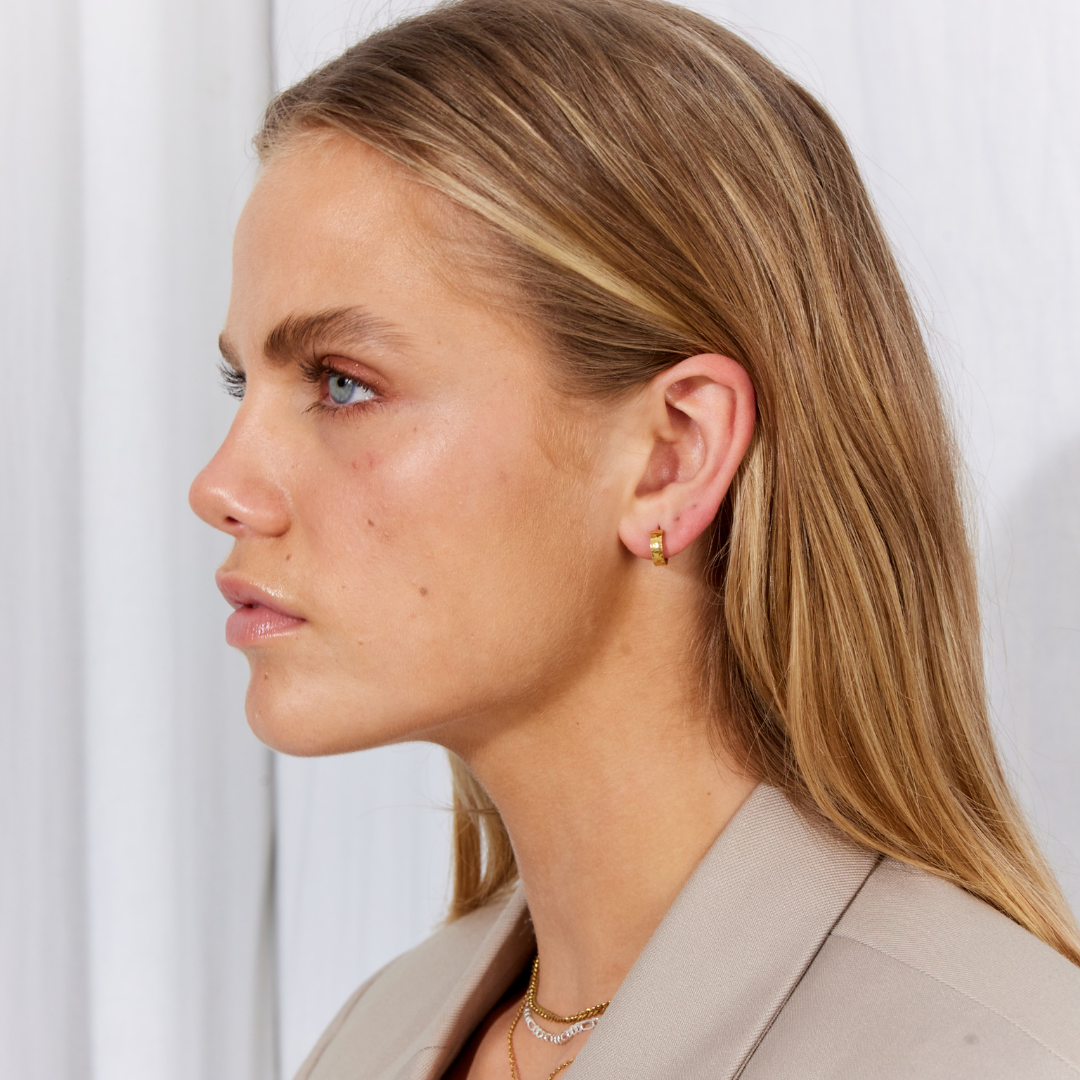 Camilla Krøyer Jewellery Hamret Classic Hoops 18K Guldbelagt 10mm