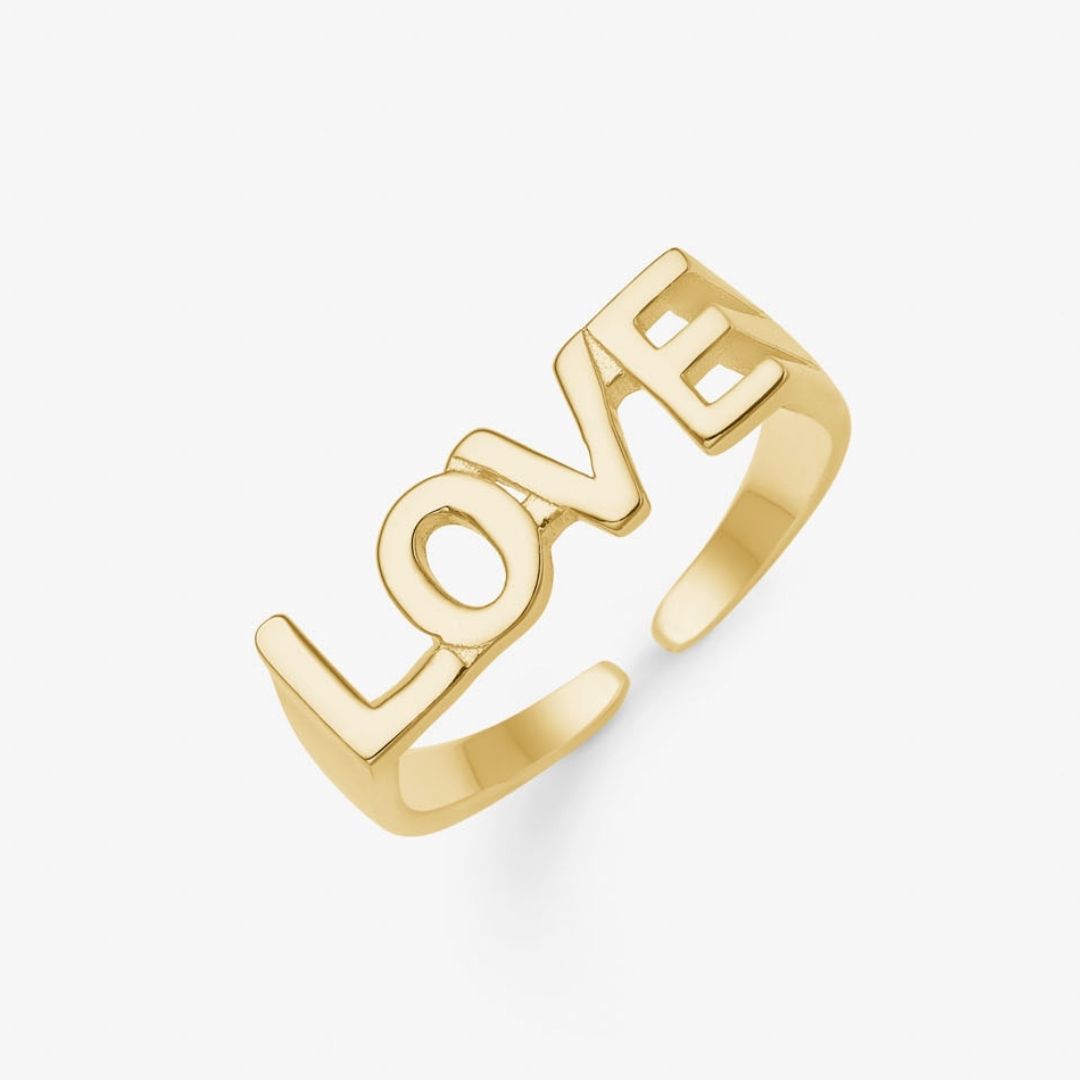 LOVE Signet Ring 18K Guldbelagt Camilla Krøyer Jewellery