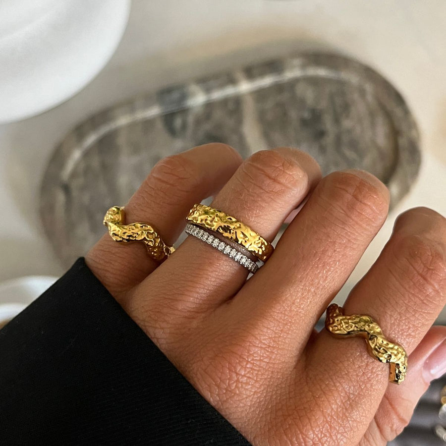 Camilla Krøyer Jewellery Scoria Wave Ring 18K Guldbelagt Lille