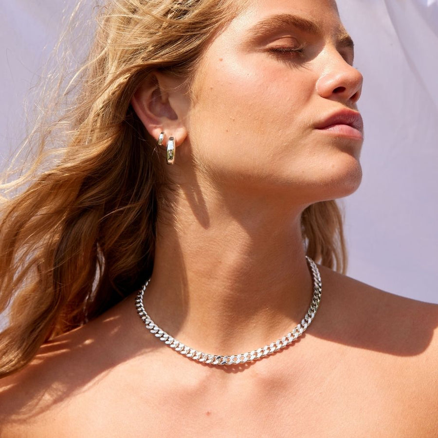 Panser Facet Halskæde 925S Sølvbelagt 7mm Camilla Krøyer jewellery
