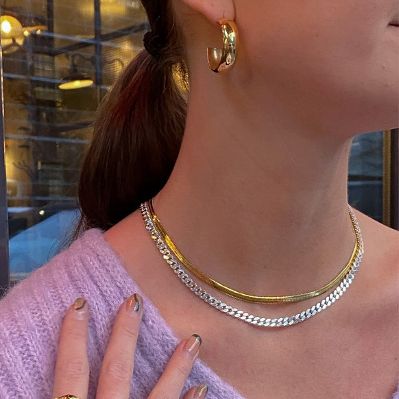 Camilla Krøyer Jewellery Flad Slangekæde 18K Guldbelagt 4mm