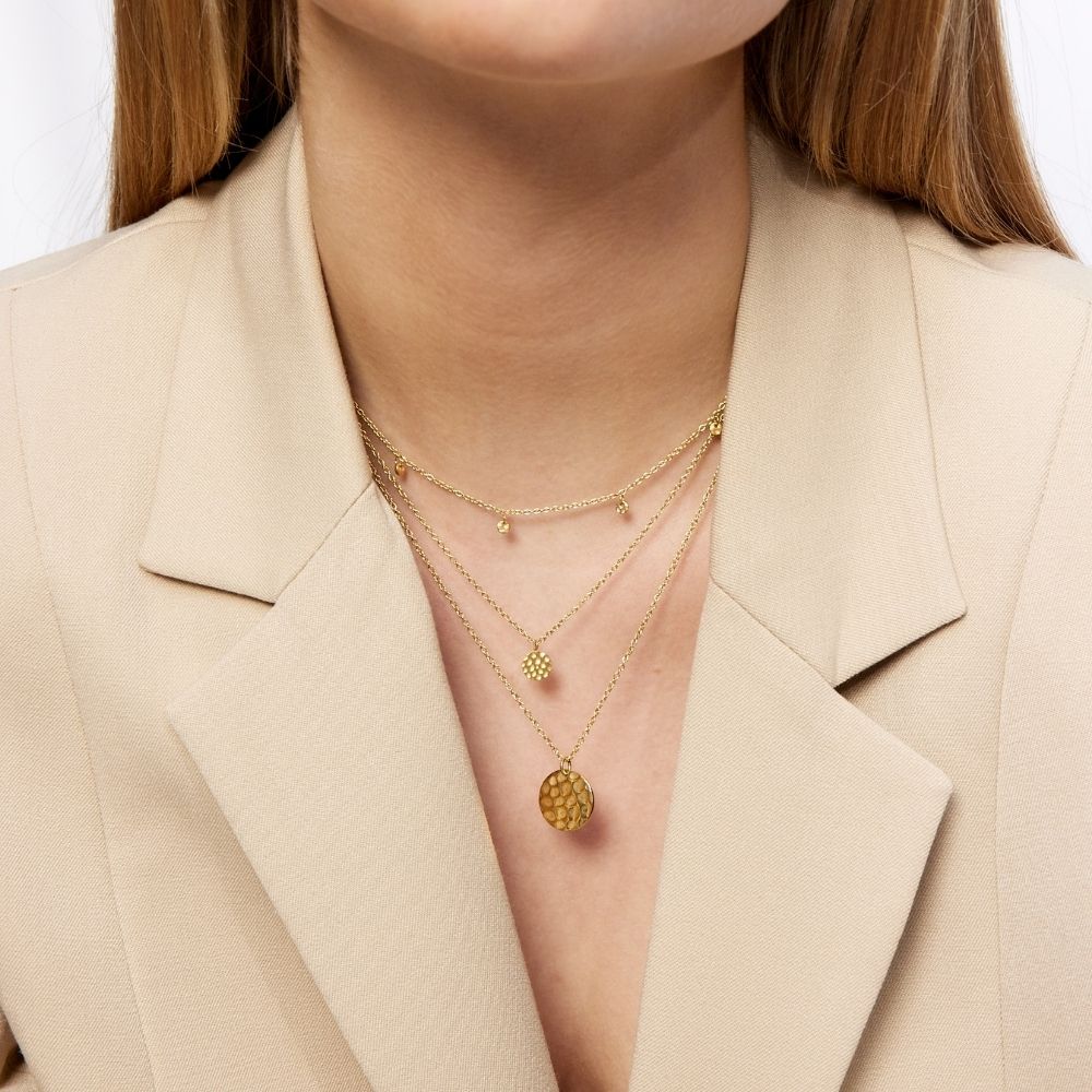 Camilla krøyer jewellery Hamret Halskæde 18K Guldbelagt Rund Mini