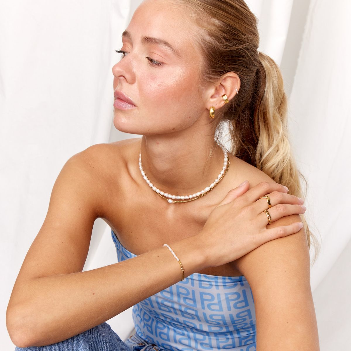 Panser Facet Solo Perle Halskæde 18K Guldbelagt 3mm Camilla Krøyer Jewellery