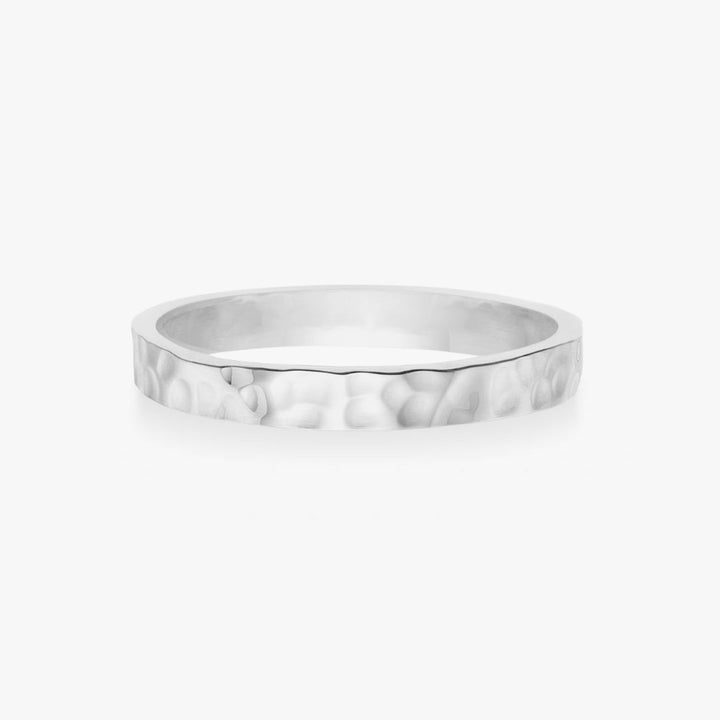 Hamret Band Ring 925S Sølvbelagt 2mm