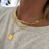 Camilla Krøyer Jewellery Hamret Halskæde 18K Guldbelagt Firkantet Stor