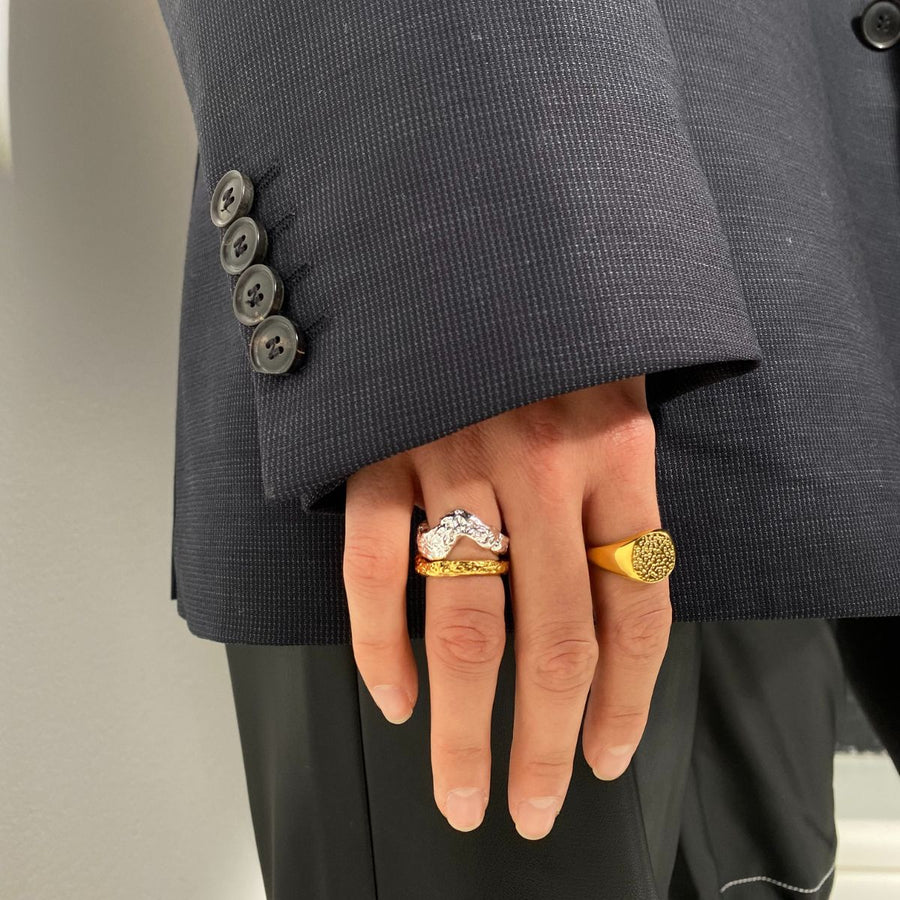 Camilla Krøyer Jewellery Scoria Wave Ring 925S Sølvbelagt Stor
