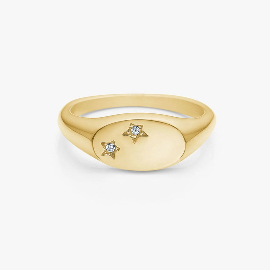Camilla Krøyer Jewellery Star Oval Signet Ring 18K Guldbelagt