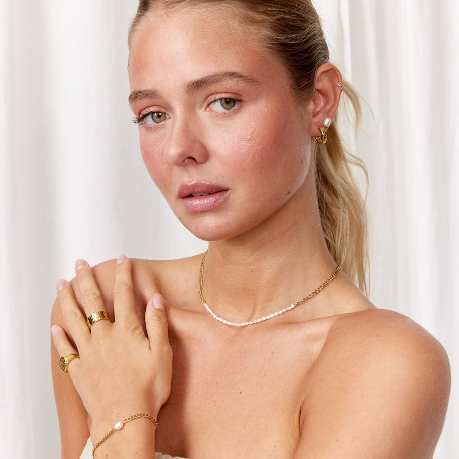 Panser Facet Perle Halskæde 18K Guldbelagt 3mm Camilla Krøyer Jewellery