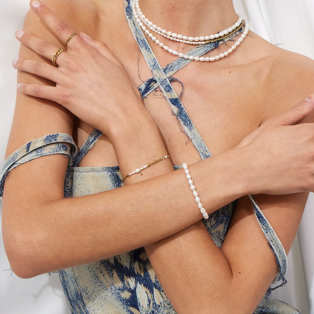 Panser Facet Mix Perle Armbånd 18K Guldbelagt 3mm [LIMITED EDITION] Camilla Krøyer Jewellery
