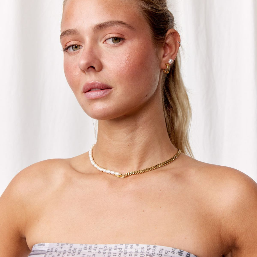 Panser Facet Perle Halskæde 18K Guldbelagt 5mm Camilla Krøyer Jewellery