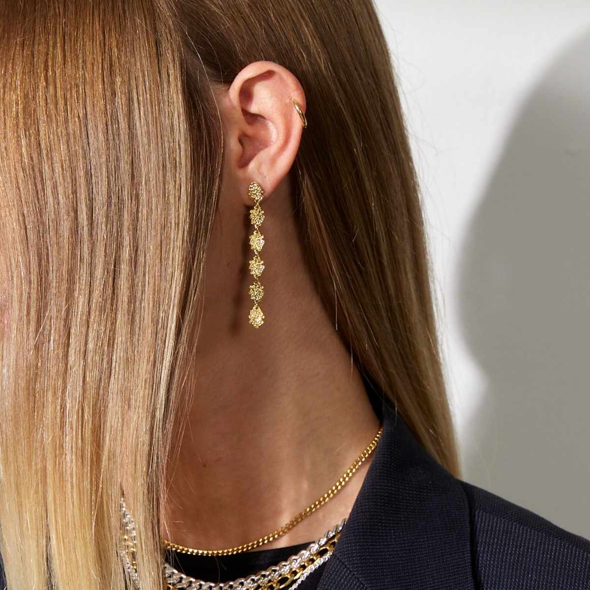 Camilla Krøyer Jewellery Classic Creoler 18K Guldbelagt 10mm med Scoria Dangler