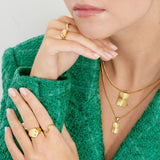 Sun Kiss Halskæde 18K Guldbelagt Firkantet Stor - Camilla Krøyer Jewellery