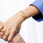 Flad Slange Armbaend 18K Guldbelagt 4mm Camilla Kroeyer Jewellery 07