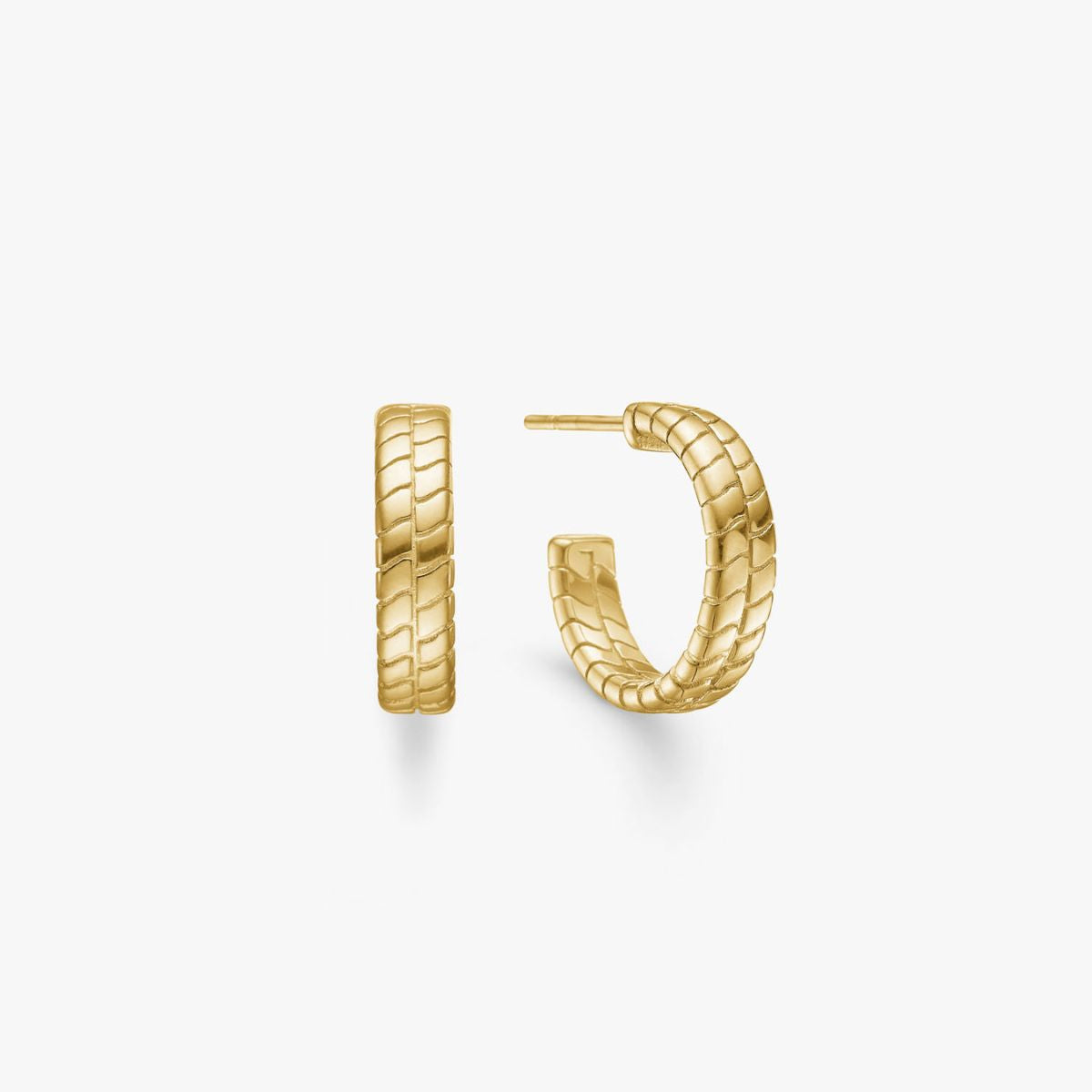 Flad Slange Hoops 18K Guldbelagt 15mm Camilla Kroeyer Jewellery 